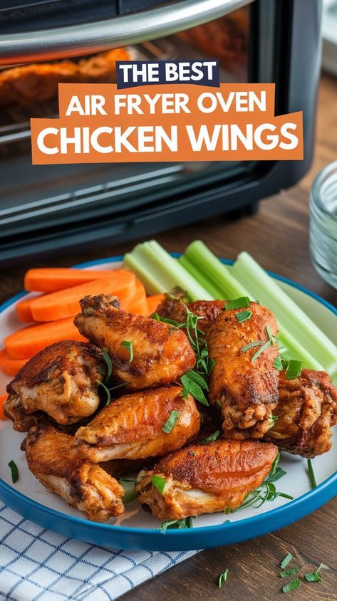 Air Fryer Oven Chicken Wings Air Fryer Oven Chicken Wings, Chicken Wings In Air Fryer Recipe, Oven Air Fryer Chicken Wings, Oven Chicken Wings, Quick Delicious Meals, Canned Pears, Crispy Wings, Asparagus Fries, Stuffed Chicken Breast