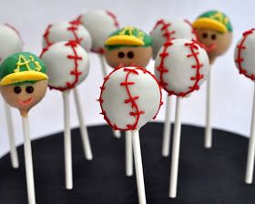 ~ Baseball Cake Pops Baseball Cap Cake, Baseball Cake Pops, Baby Cake Pops, Graduation Cake Pops, Game Cake, Sports Themed Cakes, Cake Pop Tutorial, Cake Ball Recipes, Cap Cake