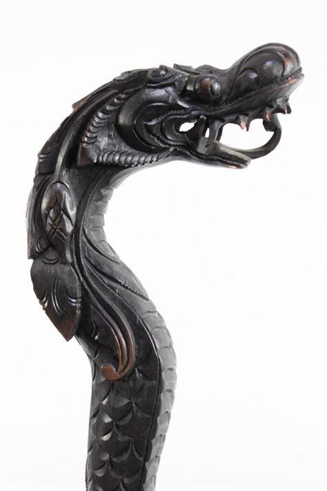 49-Inch Hand Carved Wooden Cane / Walking Stick with Asian Dragon Head - detail Dragon Staff, Wooden Canes, Asian Dragon, Canes & Walking Sticks, Dragon Head, Walking Stick, Walking Sticks, Vintage Quilts, Beautiful Design