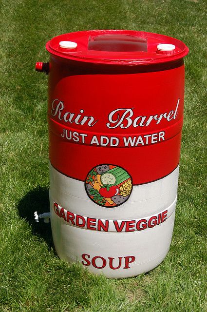 Painted rain barrel design Garden Inspiration Ideas, Rain Barrel System, Greenhouse Design, Water From Air, Importance Of Water, Rain Barrels, Water Barrel, Rain Collection, Garden Decor Ideas