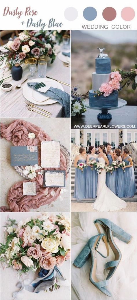 Rose Wedding Color Palette, Blue And Dusty Rose Wedding, Burgundy Suits, Blue Bouquets, Dusty Rose Wedding Colors, Food Favors, Wedding Color Schemes Blue, Photography Planner, Wedding Color Scheme