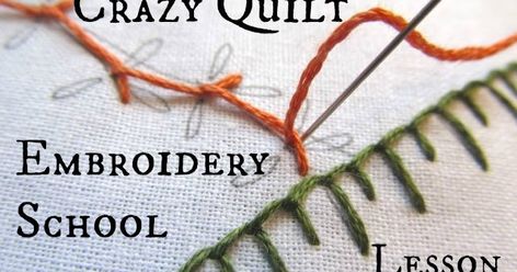 Crazy Quilt Embroidery, Crazy Quilt Tutorials, Embroidery School, Quilt Embroidery, Crazy Quilts Patterns, Daisy Stitch, Crazy Quilt Stitches, Embroidery Stitches Beginner, Crazy Quilt Blocks