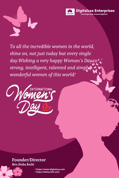 Digitalzaa Enterprises wishes all the strong, intelligent, talented & simply wonderful women of this world a very Happy International Women's Day! #happywomensday #internationalwomensday #womensday #womensday2023 #womendayspecial #March8 #women #beautiful #happy #loved #womanrights #respect #celebration #womanpower #womensright #selfmadewomen #womensempowerment Happy National Woman’s Day, World Womens Day, Boss Woman, Happy Woman Day, Cute Mobile Wallpapers, Happy Women's Day, Comfort Quotes, International Women's Day, Morning Greetings