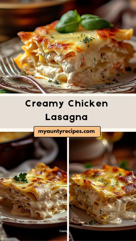 This Creamy Chicken Lasagna offers a delightful twist on the traditional lasagna by swapping out the red sauce for a rich, creamy béchamel. Layered with tender chicken, spinach, and a blend of cheeses, this lasagna is a comforting and satisfying dish that’s perfect for dinner with family or friends. Tuscan Chicken Lasagna, Best Chicken Lasagna Recipe, Chicken Lasagne Recipes, Easy Chicken Lasagna Recipe, Creamy Chicken Lasagna, Chicken Lasagna Recipe, Traditional Christmas Dinner, Traditional Lasagna, Pre Cooked Chicken