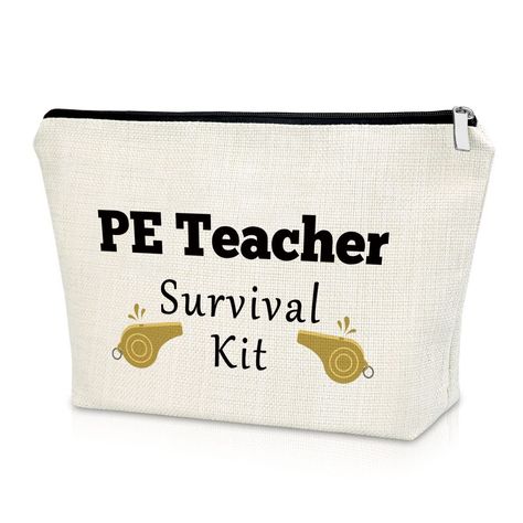 Make a great gift for a favorite PE teacher during Teacher Appreciation Week, retirement, New Teacher's Day or the first day of school, perfect for new School Day, birthday parties, Mother's Day, graduation, Christmas. Putting some thought into choosing a gift for your teacher is an ideal way to show your gratitude. Are you looking for a Teacher's Day gift from your favourite PE teacher? Our sports-themed makeup bag is the perfect gift for her. The perfect thank you gift for your favorite PE teacher, she will love it! Specification ： Color: White Style: Simple and novel, double-sided printing Material: cotton canvas Size: 10″ x 6.7″ inches Set content : 1* PE Teacher Gift Makeup Bag PE Teacher Gift Ideas:Are you looking for a novel and practical gift for your favorite teacher?Featuring PE Teacher Birthday Gift Ideas, Physical Education Teacher Gifts, Pe Teacher Gifts, Survival Kit For Teachers, Pe Teacher, Teacher Survival, Physical Education Teacher, Teacher Birthday Gifts, Teacher Birthday