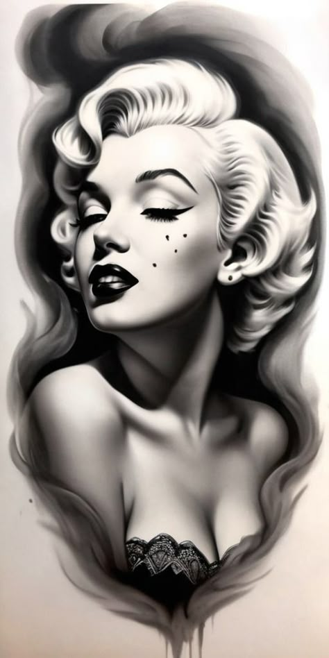 Pop Art Tattoo Design, Marilyn Monroe Tattoo Ideas, Marilyn Monroe Tattoo Designs, Monroe Tattoo, Thigh Piece Tattoos, Marilyn Monroe Drawing, Marilyn Monroe Tattoo, Pop Art Comic Girl, Female Warrior Tattoo