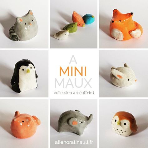 Easy Ceramic Animals, Small Pottery Animals, Ceramic Animals Sculpture Easy, Mini Ceramic Animals, Small Clay Animals Easy, Small Ceramic Animals, Simple Polymer Clay Ideas, Kids Ceramics Projects, Clay Crafts Animals