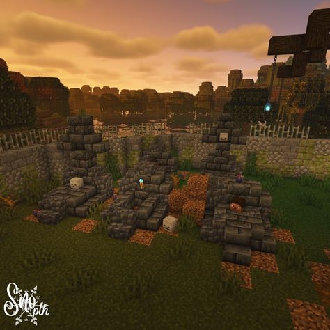 Minecraft Grave Ideas, Graveyard Minecraft Ideas, Haunted Minecraft House, Scary Builds Minecraft, Minecraft Vampire House, Haunted Minecraft Builds, Grave Minecraft, Mc Graveyard, Cemetary Minecraft