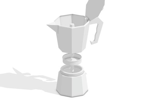 Moka Pot asset by Miguel E. Mocha Pot, New Home Checklist, Exploded View, Moka Pot, Car Design Sketch, Stove Top Espresso, Low Poly, Design Sketch, Autocad