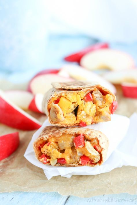 Freezable Chicken-Apple Sausage Breakfast Burritos are a make-ahead breakfast you'll actually look forward to! Sausage Breakfast Burritos, Freezable Breakfast Burritos, Freezable Breakfast, Best Breakfast Burritos, Healthy Breakfast Burrito, Chicken Apple, Breakfast Burritos Recipe, Chicken Apple Sausage, Frozen Breakfast