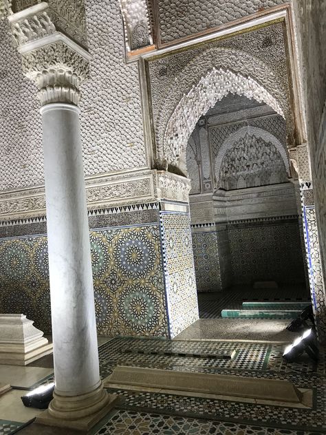 Saadian Tombs, Marrakech Morocco 🇲🇦 Saadian Tombs, Travel Mood, Marrakech Travel, Royal Aesthetic, Marrakech Morocco, Marrakech, Morocco, Mood Board, Mosaic