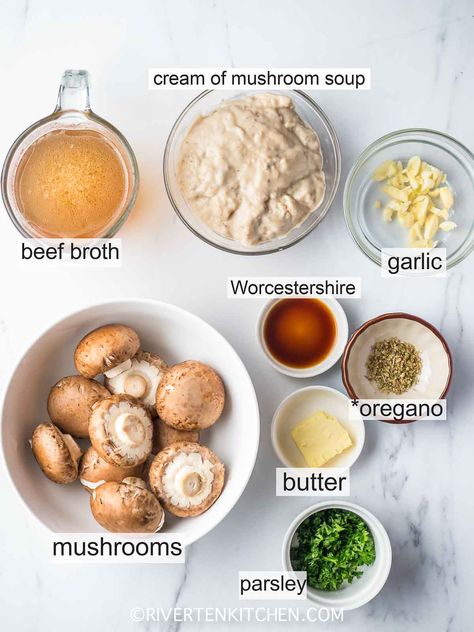 Instant Pot Pork Chops with Mushroom Gravy - Riverten Kitchen Chicken In Mushroom Soup, Pork Chops With Mushroom Soup, Mushroom Soup Gravy, Chicken With Mushroom Soup, Pork Chops With Mushroom Gravy, Mushroom Soup Pork Chops, Thick Pork Chops, Pressure Cooker Pork Chops, Instant Pot Pork Chops