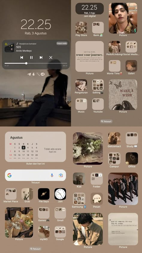 Phone Inspiration Home Screen Aesthetic, Samsung A54 Aesthetic, Android Home Screen Ideas, Ios 17 Home Screen Ideas, Samsung Layout, Samsung Homescreen Layout Ideas, Lockscreen Iphone Quotes, Homescreen Layout Ideas, Samsung Homescreen