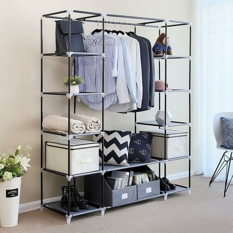 Clothes Rack Closet, Canvas Wardrobe, Portable Wardrobe Closet, Portable Clothes Rack, Armoire Storage, Armoire Dressing, Portable Wardrobe, Portable Closet, Diy Wardrobe