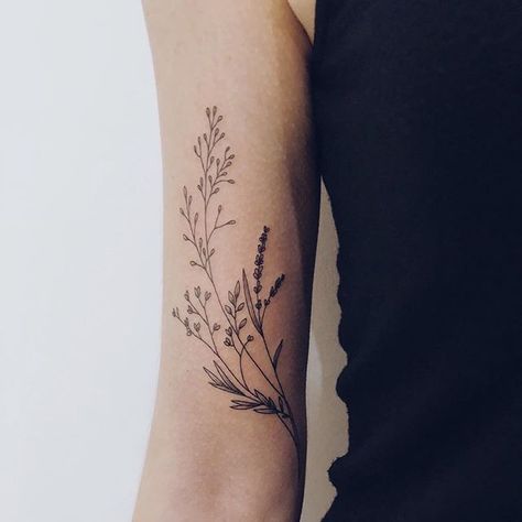 Small Flower Tattoos For Women, Botanisches Tattoo, Tattoo Linework, Tato Minimal, Lavender Tattoo, Wildflower Tattoo, Beautiful Flower Tattoos, Small Flower Tattoos, Floral Tattoo Sleeve