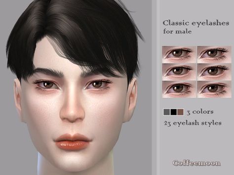 Classic eyelashes for male - The Sims 4 Catalog Sims4 Male Eyelashes, Classic Eyelashes, Eyelash Styles, Sims 4 Tattoos, Sims 4 Cc Eyes, Glossier Lipstick, Brow Styling, Short Lashes, Sims 4 Cc Makeup