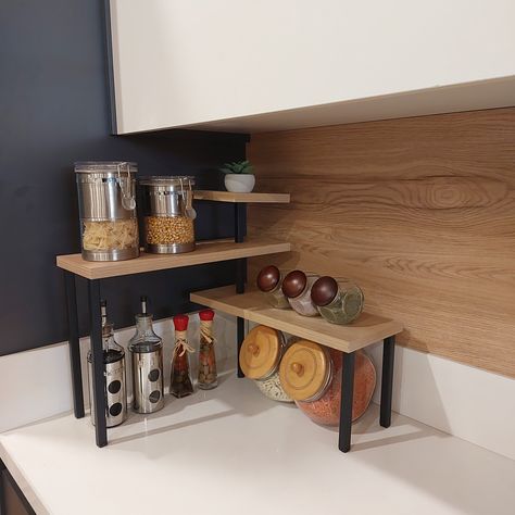 Excited to share the latest addition to my #etsy shop: Wooden Countertop Metal Corner Kitchen Organizer Spice Oil Storage Desktop Multifunctional 3 Tier Corner Shelf #wood #corner #kitchenorganizer #cornerorganizer #kitchenshelf #kitchencorner #cornershelf https://etsy.me/3V7GqCd Corner Kitchen Shelf, Corner Kitchen Shelves, 3 Tier Corner Shelf, L Shaped Pantry, Corner Cabinet Solutions, Corner Cabinet Organization, Corner Drawers, Wood Corner Shelves, Space Saving Shelves