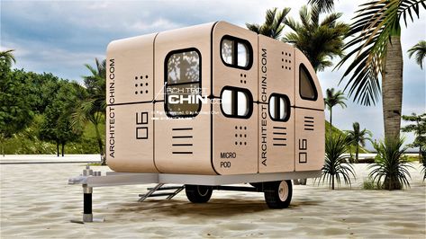 "MICRO POD8' x 12'x 8'H, 96 SF, 1 Level, 2 Beds, Bath, Kitchen, Work Desk, Cabinets. Mobile Home, Caravan, Cottage Plan, 8' x 12'x 8'H, 96 SF, 2 Beds, Cabin Plan, Tiny House, Office Plan, Trailer Home, DIY House Plan This is a smaller version of the Travel Pod (8' x 16'x 11'6\"H, 128 SF). You can use this as a mobile home / office with a trailer or just build it in a fixed location anywhere. Perfect for work-at-home, downsizing, mobile lifestyle, camping, weekend getaways, tiny house living, sto Tiny House Office, Micro Camper Trailers, Tiny House Mobile, Desk Cabinets, Modern Cabin Plans, Tiny Camper Trailer, Micro House Plans, Tiny Mobile House, Small Camping Trailer