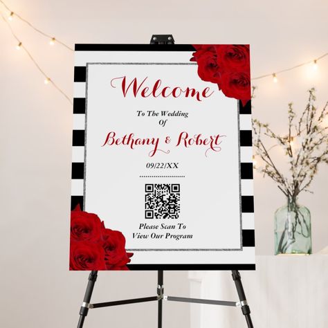 The Chic Modern Luxe Wedding Collection- Red Roses Foam Board Modern Luxe Wedding, Black And White Stripes Background, Black And White Party Decorations, Hollywood Prom, Gala Invitation, White Party Decorations, Stripe Background, Modern Luxe, Prom Theme