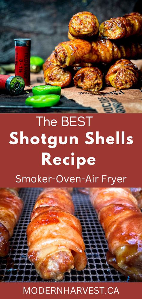 The Best Shotgun Shells Recipe | Smoker, Oven, or Air Fryer - Modern Harvest Shotgun Shells Recipe, Air Fried Recipes, Fried Recipes, Whisky Cocktail, Shells Recipe, Pellet Grill Recipes, Stuffed Shells Recipe, Smoked Cooking, Shotgun Shell