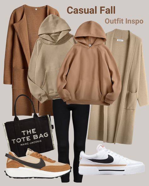 Winter Outfits Hoodie Comfy, Fall Altheisure Outfits, Fall 2023 Athleisure Trends, Sweatshirt And Coat Outfit, Nike Legacy Court Outfit Fall, Nike Court Legacy Outfits Women, Casual Outfits With Nike Shoes, Fall Sneakers Outfit 2023, Trending Casual Outfits 2024