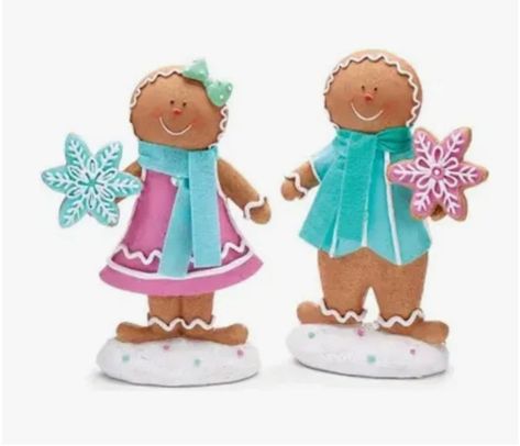 Pastel Gingerbread, Gingerbread Couple, Snowflake Cookie, 2023 Crochet, Pink Snowflake, Teal Scarf, Gingerbread Diy, Gingerbread Crafts, Striped Vest