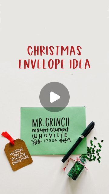 Pippi Post | Bookish Merch ✨ on Instagram: "Christmas envelope idea, part 5!   So excited to bring back this idea! This one is great if you’re addressing a little or A LOT of envelopes!   To get the look, I used a black Amazon Basics brush (super similar to a Tombow brush pen!) for all the lettering and leaves ✨  I used uppercase writing for the name, city, state and cursive for the street address ❤️  You can always pencil it out beforehand to make sure it’s center and everything fits!✏️  And for these pretty envelopes, I always put the return address on the back 😉  #writelikepippi #pippipost #christmasenvelopes #envelopeaddressing" Christmas Envelope Art Easy, Christmas Envelope Addressing, Fun Envelope Addressing, Hand Written Addressed Envelopes, Holiday Envelope Addressing, Handwritten Envelope Addressing, Tombow Brush Pen, Christmas Envelopes, Bring Back