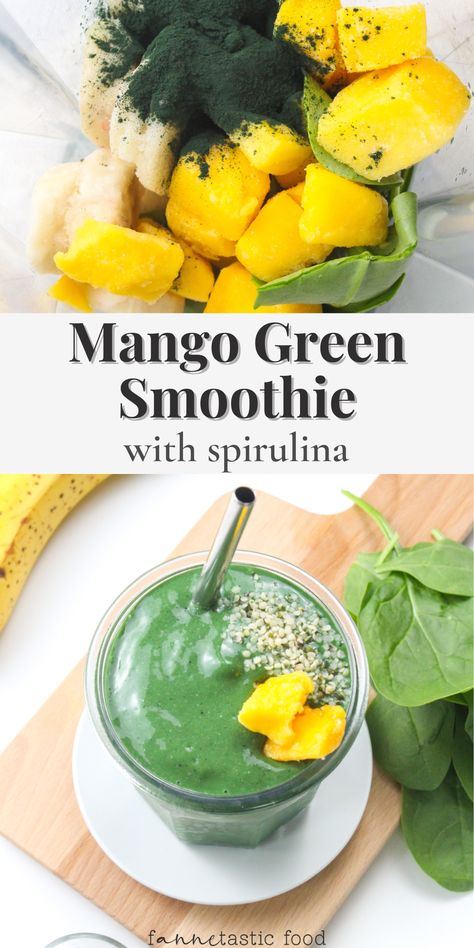 Smoothie With Spirulina, Spinach Yogurt Smoothie, Spirulina Smoothie Recipes, Spinach Smoothie Recipes Healthy, Tasty Healthy Breakfast, Moringa Smoothie, Wheatgrass Smoothie, Smoothie With Banana, Spirulina Recipes