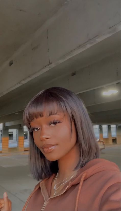 Bob With Bangs For Black Women, 10 Inch Bob Wig, Black Girls With Bangs, Bob With Bangs Wig, 10 Inch Bob, Bob With Fringe Bangs, Bob Wig With Bangs, Dyed Hair Inspiration, Short Sassy Hair