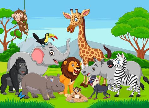 dibujos animados de animales salvajes en la selva Jungle Drawing, Jungle Cartoon, Safari Wallpaper, Zestaw Ikon, Cartoon Birds, Cartoon Cartoon, Animal Sounds, Jungle Wallpaper, In The Jungle