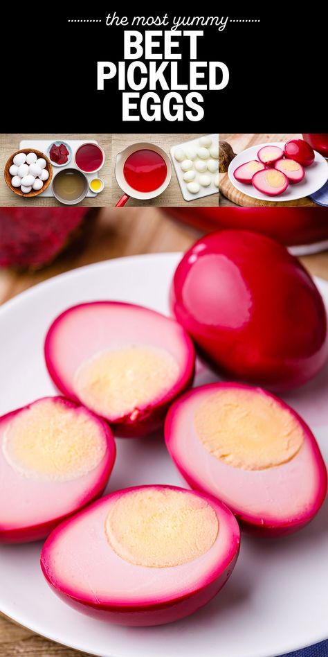 These beet juice pickled eggs are perfectly tangy and sweet. An easy pickled egg recipe that's also incredibly gorgeous and adds a gourmet touch to salads or spreads. Appetizer Dips Cold, Garlic Pickled, Pickled Egg, Pickled Eggs Recipe, Pickled Fruit, Preserving Recipes, Pickle Recipes, Best Pickles, Canning Vegetables