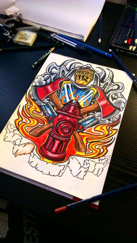 Calf Tattoo Design, Tattoo Ideas Female Quotes, Fireman Tattoo, Firefighter Drawing, Trendy Tattoo Ideas, Firefighter Design, Firefighter Photography, Firefighter Logo, Firefighter Tattoo