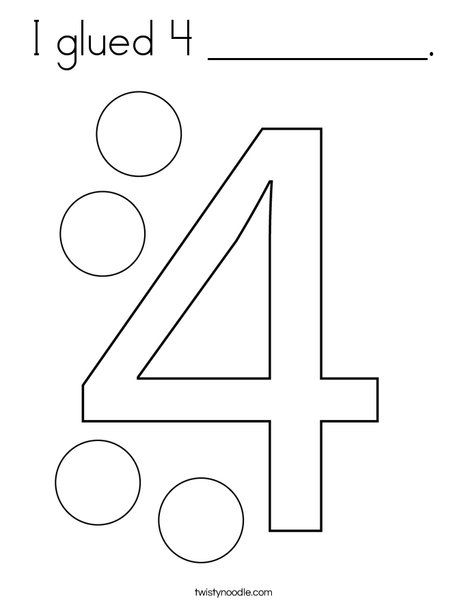 I glued 4 __________ Coloring Page - Twisty Noodle Number 4 Crafts For Preschoolers, Number 4 Activities For Preschool, Farm Week, Homeschool Adventures, Preschool Numbers, Kids Worksheet, Letter Worksheets For Preschool, Toddler Craft, Fire Truck Party