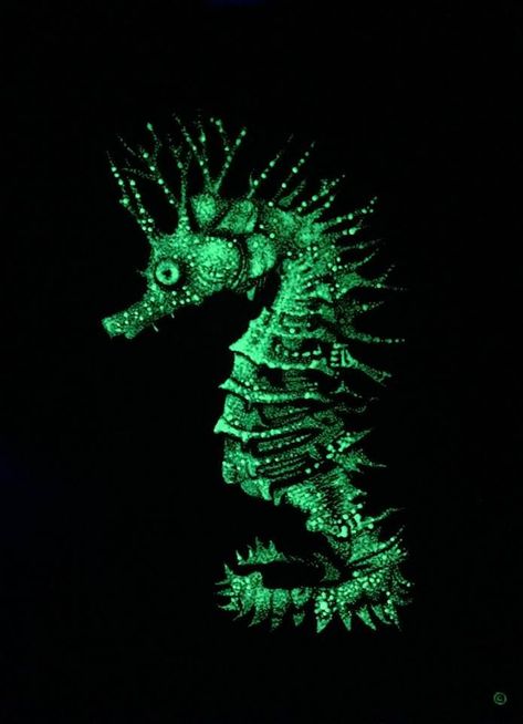 Fluorescent Painting, Fluorescent Paint, Painting Glass, Sea Horse, Hippie Art, Wordpress, Paint, Tattoos, Glass