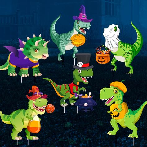 Cute Halloween Yard, Halloween Yard Stakes, Halloween Classroom Door, Halloween Dinosaur, Halloween Classroom, Door Decorating, Large Garden, Plastic Sheet, Halloween Yard