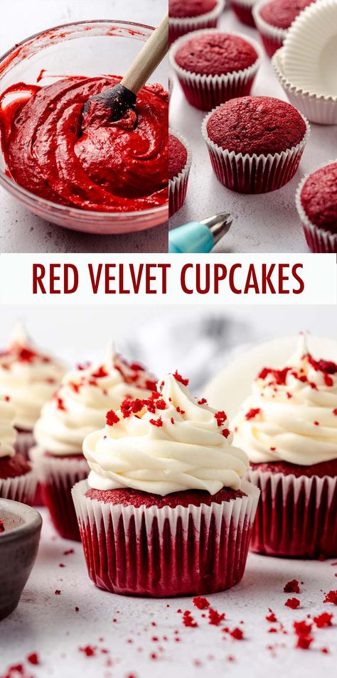 The Best Red Velvet Cupcakes - Fresh April Flours Gluten Free Red Velvet Cupcakes, Small Batch Cupcakes, Red Velvet Cupcakes Recipe, Easy Red Velvet, Small Batch Recipes, Cupcakes With Cream Cheese Frosting, Batch Recipes, Dessert For Two, Valentines Day Desserts