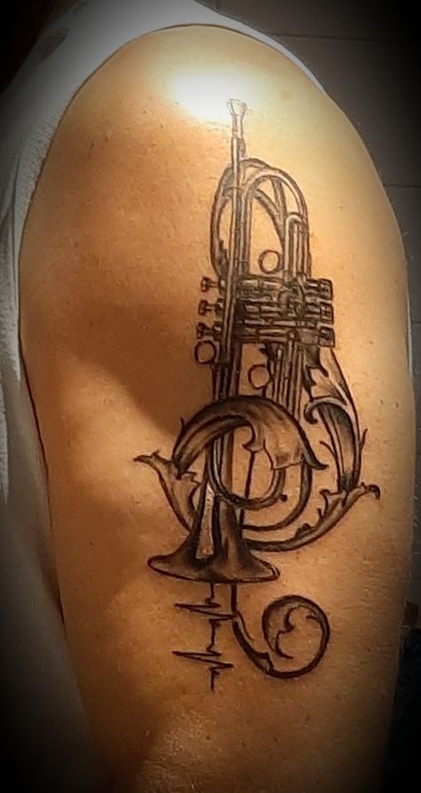 Trumpet Tattoo, Papa Tattoo, Music Symbols, Design Drawings, Treble Clef, Front Bottoms, Tattoo Design Drawings, Future Tattoos, Tattoo Design