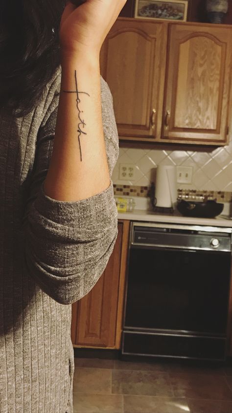 Tattoos On Arm, Small Cross Tattoos, Cross Tattoos For Women, Small Forearm Tattoos, Wing Tattoo Designs, Cross Tattoos, Faith Tattoo, Shape Tattoo, Cat Tattoos