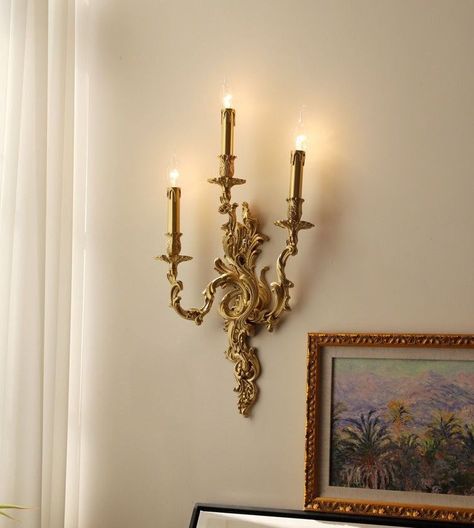 Chandeliers and wall lamps from MIRODEMI are perfectly suitable for many styles of home decoration. Excellent quality, higher performance, light luxury and stylish design. Thanks to these basic features, our customers are satisfied with their purchases. Highlight the luxurious atmosphere in your house with MIRODEMI's indoor lamps! Product parameters: Sizes: 2 lights - L24.0xW11.0xH53.0cm / L9.4xW4.3xH20.9" 3 lights - L36.0xW11.0xH70.0cm / L14.2xW4.3xH27.6" Material: Copper, glass Light source: E Luxury Wall Lamp, French Style Living Room, French Living Rooms, Wall Lamps Living Room, Classic French Style, Metal Wall Light, Indoor Lamp, Style Français, Style Living Room