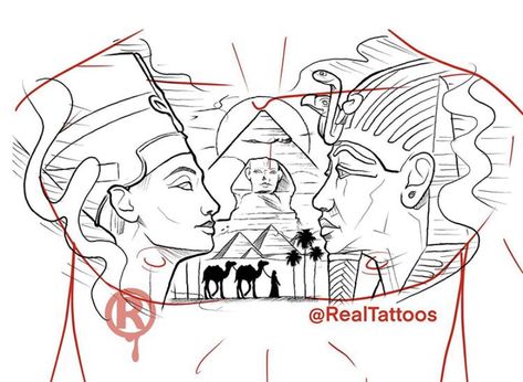 Egypt Chest Tattoo, Realtattoos Designs, Realtattoos Sketches, Chest Tattoo Sketches, Egypt Tattoo Design, Chest Tattoo Stencils, Chest Tattoo Drawings, Chicanas Tattoo, Egyptian Tattoo Sleeve