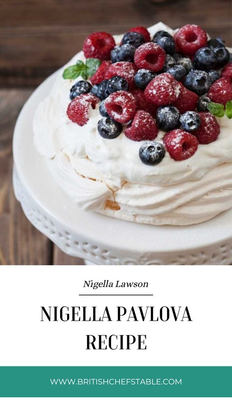 Nigella Pavlova Recipe Nigella Pavlova Recipe, Pavlova Nigella Lawson, Best Pavlova Recipe, Lemon Pavlova Recipe, Pavlova Recipe Easy, Australian Pavlova Recipe, Easy Pavlova, Nigella Lawson Recipes, Meringue Pavlova