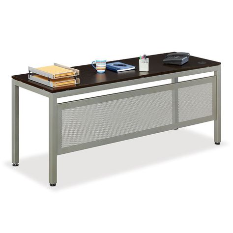 At Work Table Desk with Modesty Panel | National Business Furniture #modern #moderndesign Contemporary Office Furniture, Office Furniture Solutions, Office Tables, Compact Desks, Modesty Panel, Ergonomic Desk, Office Floor, Desk Height, Pc Desk