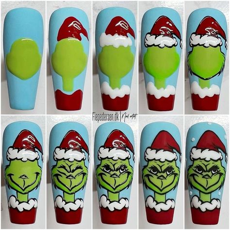 Nail Art Noel, Santa Nails, Xmas Nail Art, Festive Nail Art, Nail Drawing, Nail Designs Tutorial, Cute Christmas Nails, Christmas Gel Nails, Festival Nails