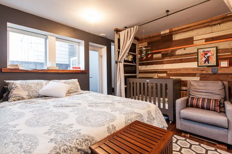 See crib in the corner? How an S.F. Family Makes Their Tiny Home Work Studio Apartment With Baby, Shared Baby Rooms, Apartment Nursery, Baby Nook, Mom Room, Mini Nursery, Room Sharing, Shared Nursery, Bedroom Things