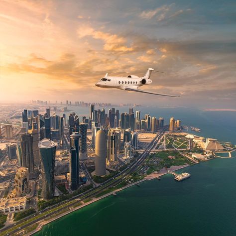 Qatar Executive on Instagram: “Soaring over Doha’s skyline. #QatarExecutive #Doha #Skyline #PrivateJet” Doha Skyline, Skyline Painting, Arabian Peninsula, Western Asia, Doha Qatar, Private Jet, Doha, Saudi Arabia, Luxury Travel