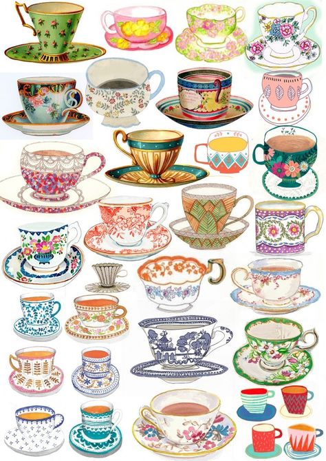 Tea Cup Art, Cup Art, Tea Art, Art Plastique, Doodle Art, Painting & Drawing, Art Wallpaper, Art Inspo, Tea Party