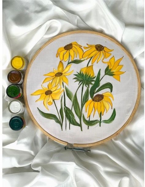 Sunflower floral design for suit with acrylics 💛 Fabric Paint Designs On Cloth, Suit Painting, Fabric Colour Painting, Fabric Paint Designs, Sun Flowers, Colour Painting, Fabric Colour, Fabric Paint, Fabric Painting