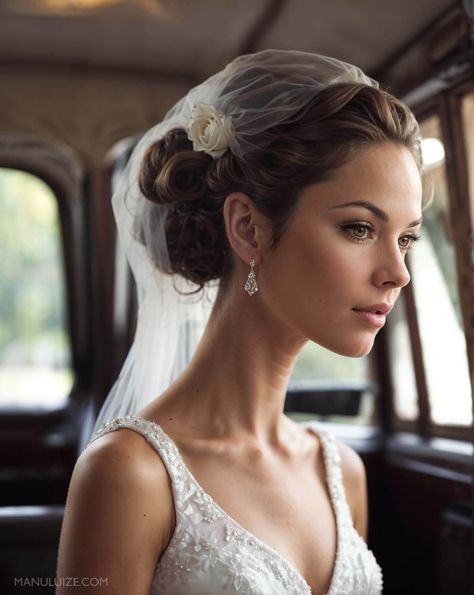 Wedding Chignon With Veil, Bridal Updos For Long Hair, Bride Updo Hairstyles, Bridal Hairstyles For Long Hair, Bridal Updo With Veil, Long Hair Bridal, Bride Hairstyles With Veil, Hairstyles With Veil, Updo Bridal