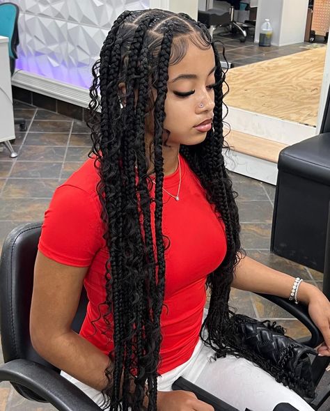 Boho Braided Hairstyles, Boho Knotless, Big Box Braids Hairstyles, Goddess Braids Hairstyles, Braided Hairstyles For Teens, Box Braids Hairstyles For Black Women, Cute Braided Hairstyles, Quick Braided Hairstyles, Cute Box Braids Hairstyles