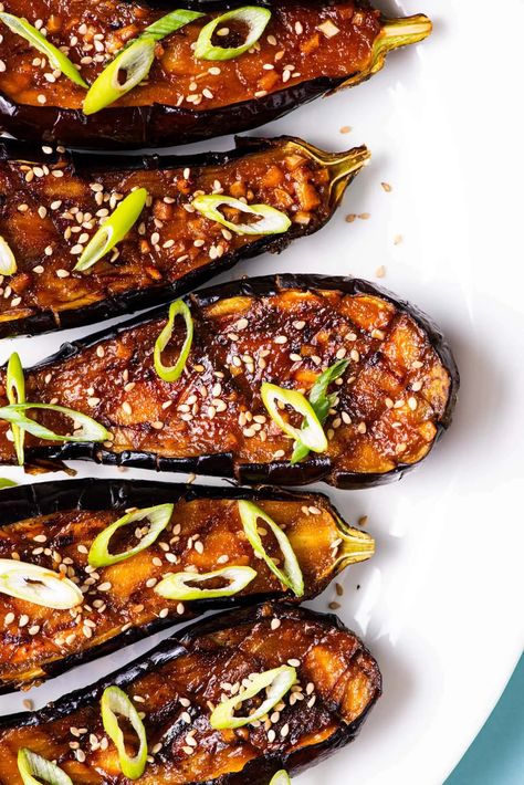 Eggplant Air Fryer, Airfryer Eggplant, Miso Eggplant, Chinese Eggplant, Baby Eggplant, Cooking Eggplant, Vegetable Side Dishes Healthy, Miso Glaze, No Calorie Foods